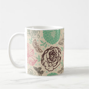 Vintage Floral Rose Garden Coffee Mug