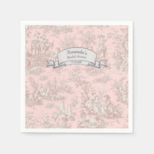 Vintage floral rose gold toile de jouy shower napkins