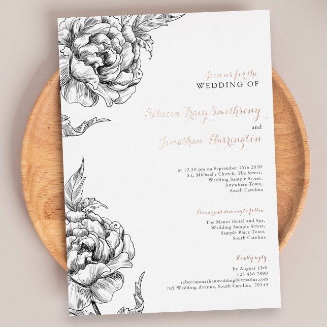 Vintage Floral Rose Gold Wedding Foil Invitation (Creator Uploaded)