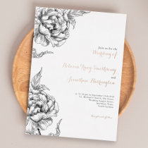 Vintage Floral Rose Gold Wedding Foil Invitation