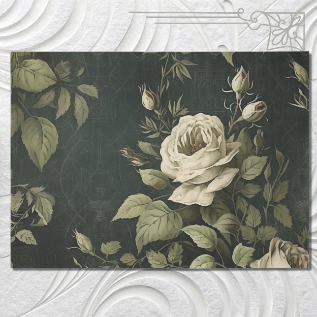 Vintage Floral Rose Greenery Decoupage Tissue Paper (Creator Uploaded)