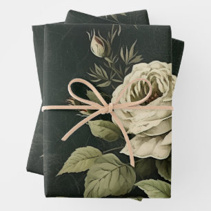 Vintage Floral Rose Greenery Decoupage Wrapping Paper Sheets