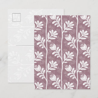 Vintage Floral Rose Mauve Botanical Silhouette Postcard