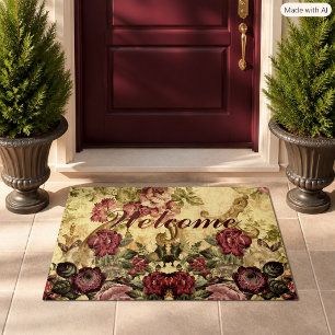 Vintage Floral Rose Victorian Style Welcome Home Doormat