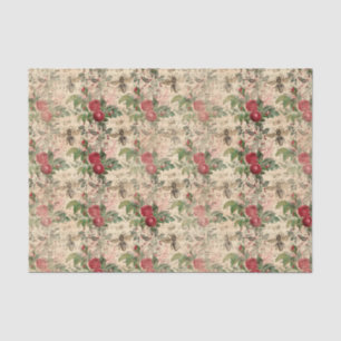 Vintage Floral Roses and Bees Tissue Paper