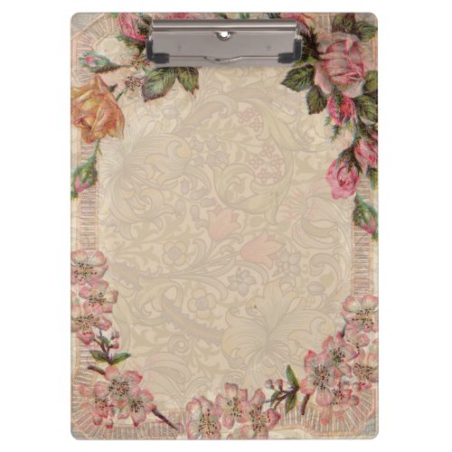 Vintage Floral Roses Antique Girly Beautiful Clipboard