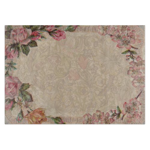 Vintage Floral Roses Antique Soft Girly Cutting Board