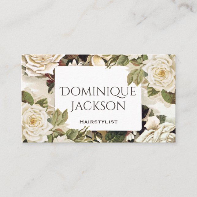 Vintage floral Roses Business Card (Front)