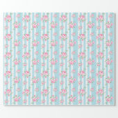 Vintage floral roses classic stripe light blue wrapping paper (Flat)
