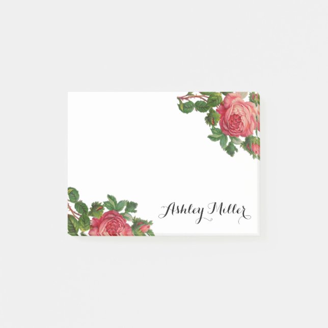 Vintage Floral Roses Monogram Notes (Front)
