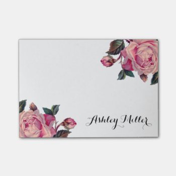 Vintage Floral Roses Monogram Notes by cardeddesigns at Zazzle