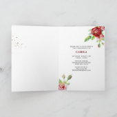 Vintage Floral Roses Red Pink and Gold Quinceanera Invitation (Inside)