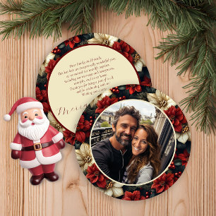 Vintage Floral Round Christmas Card