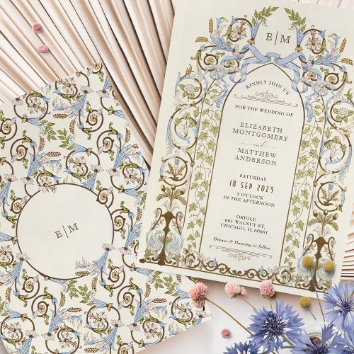 Vintage Floral Royal Victorian Wedding Invitation