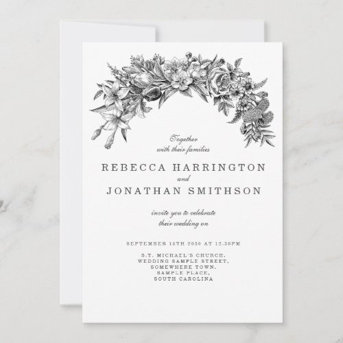 Vintage Floral RSVP Wedding Invitation