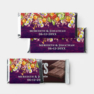 Vintage Floral Rustic Boho Elegant Purple Wedding Hershey Bar Favors