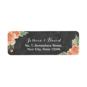 Vintage Floral Rustic Chalkboard Wedding Label