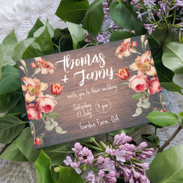 Vintage Floral Rustic Farm Barn Wedding Invitation (Creator Uploaded)