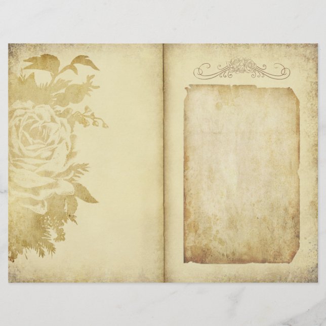 Vintage Floral Rustic Parchment Journal Page (Front)