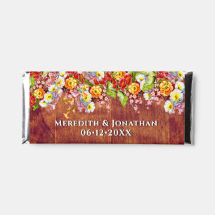 Vintage Floral Rustic Primrose Wood Fall Wedding Hershey Bar Favors