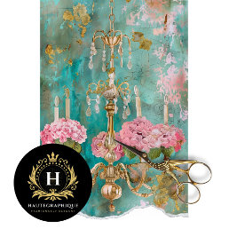 Vintage Floral Rustic Wedding Chandelier Decoupage Tissue Paper