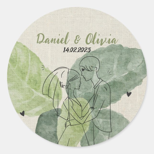 Vintage Floral Rustic Wedding Classic Round Sticker (Front)
