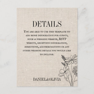 Vintage Floral Rustic Wedding Enclosure Card