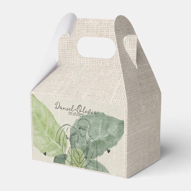 Vintage Floral Rustic Wedding Favor Boxes (Front Side)