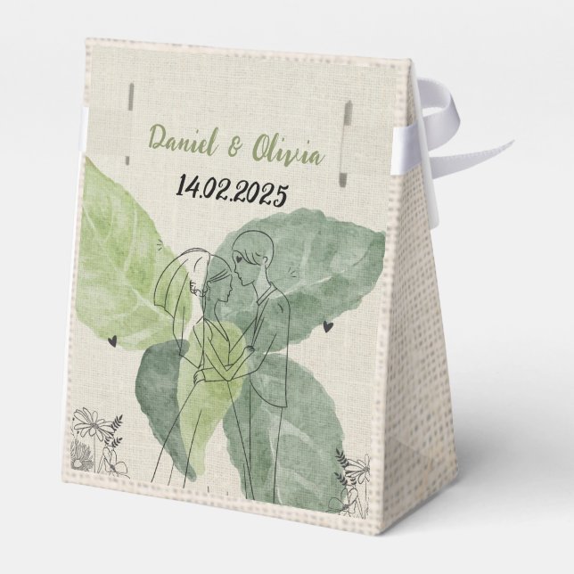 Vintage Floral Rustic Wedding Favor Boxes (Back Side)