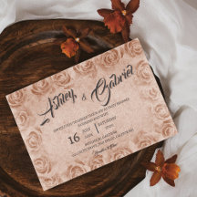 Vintage Floral Rustic Wedding Invitation