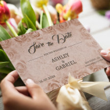 Vintage Floral Rustic Wedding Save The Date