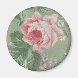 Vintage Floral Sage and Pink Wallpaper Floral Magnet