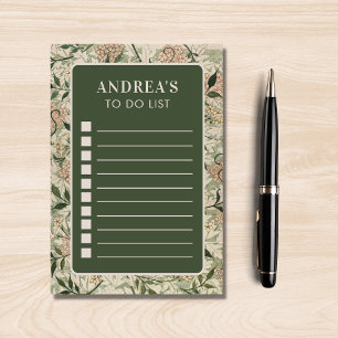 Vintage Floral Sage Green Personalized To Do List Post-it Notes