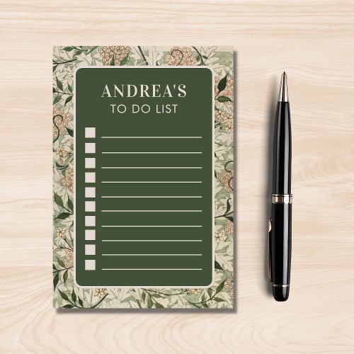 Vintage Floral Sage Green Personalized To Do List Post_it Notes