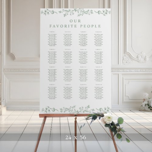 Vintage Floral Sage Green Wedding Seating Chart Foam Board