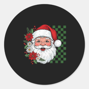 Vintage Floral Santa Claus Merry Christmas Santa X Classic Round Sticker