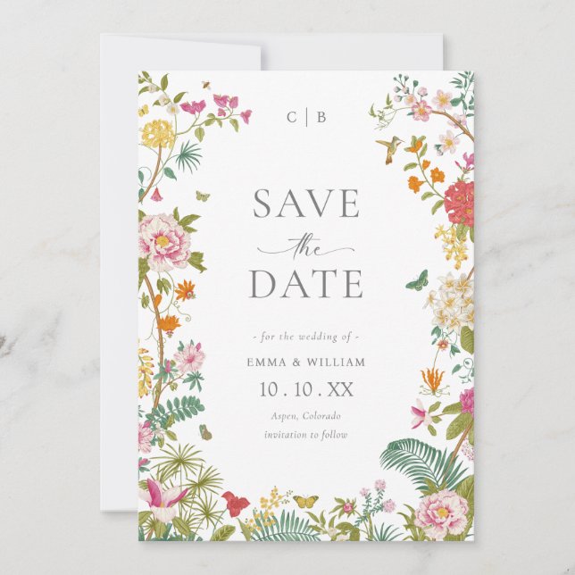 Vintage Floral Save The Date (Front)