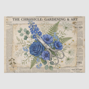 Vintage Floral & Scissors Collage Tissue Paper