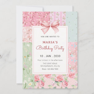 Vintage floral scrapbook  invitation