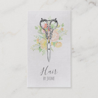 vintage floral script hairstylist hair stylist business card