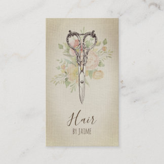 vintage floral script hairstylist hair stylist business card