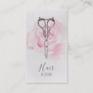 vintage floral script hairstylist hair stylist business card