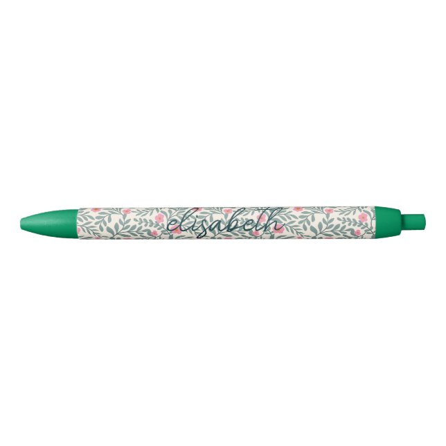 Vintage Floral Script Name Monogram  Pen (Front)