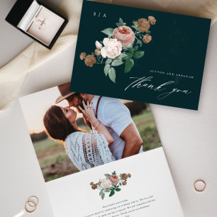 Vintage Floral Script Wedding Thank You Card