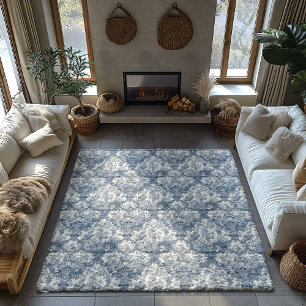 Vintage floral seamless Blue toile large printed Rug