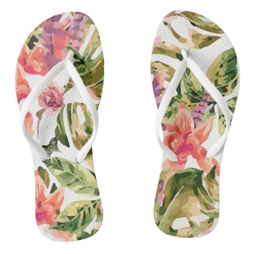 Vintage Floral Seamless Pattern Flip Flops