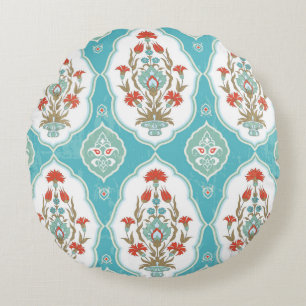 Vintage floral seamless pattern in oriental style round pillow