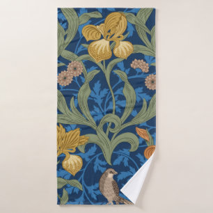 Vintage floral seamless pattern with orange iris a bath towel