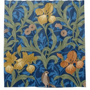 Vintage floral seamless pattern with orange iris a shower curtain