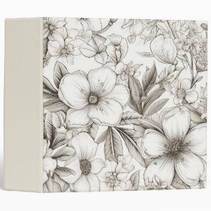 Vintage Floral Sepia Pattern (10) 3 Ring Binder